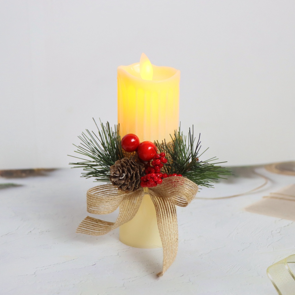 Nến trang trí để bàn giáng sinh noel, nến điện tử vintage - nen15
