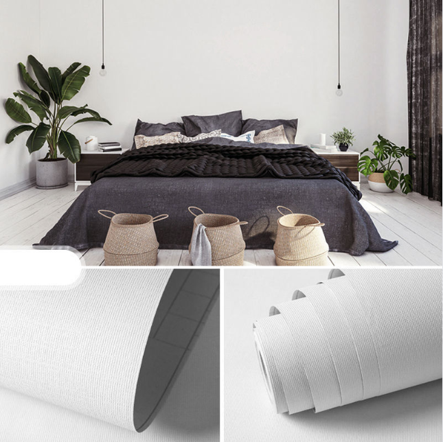 Combo cuộn 3m decal giấy dán tường tráng nhôm trắng nhám keo sẵn, khổ 60cm