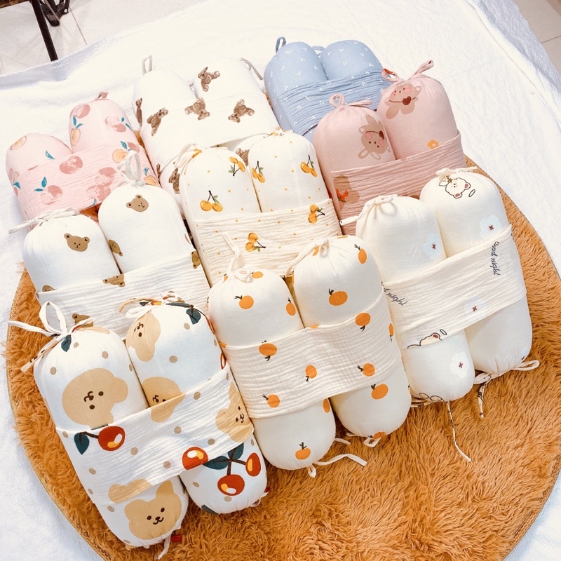 Gối chặn vải xô Muslin cao cấp cho bé sơ sinh