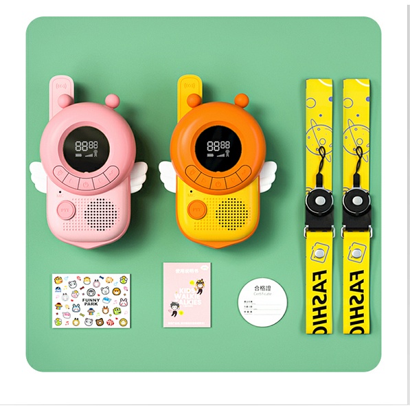利Set 2 Bộ Đàm Đồ Chơi 3KM UHF Có Dây Đeo Cho Bé