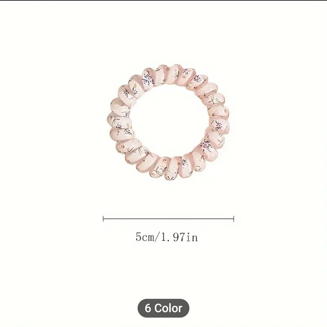 5PCS Colorful Telephone Wire Hair Ring Girls Traceless Springs Elastic ...