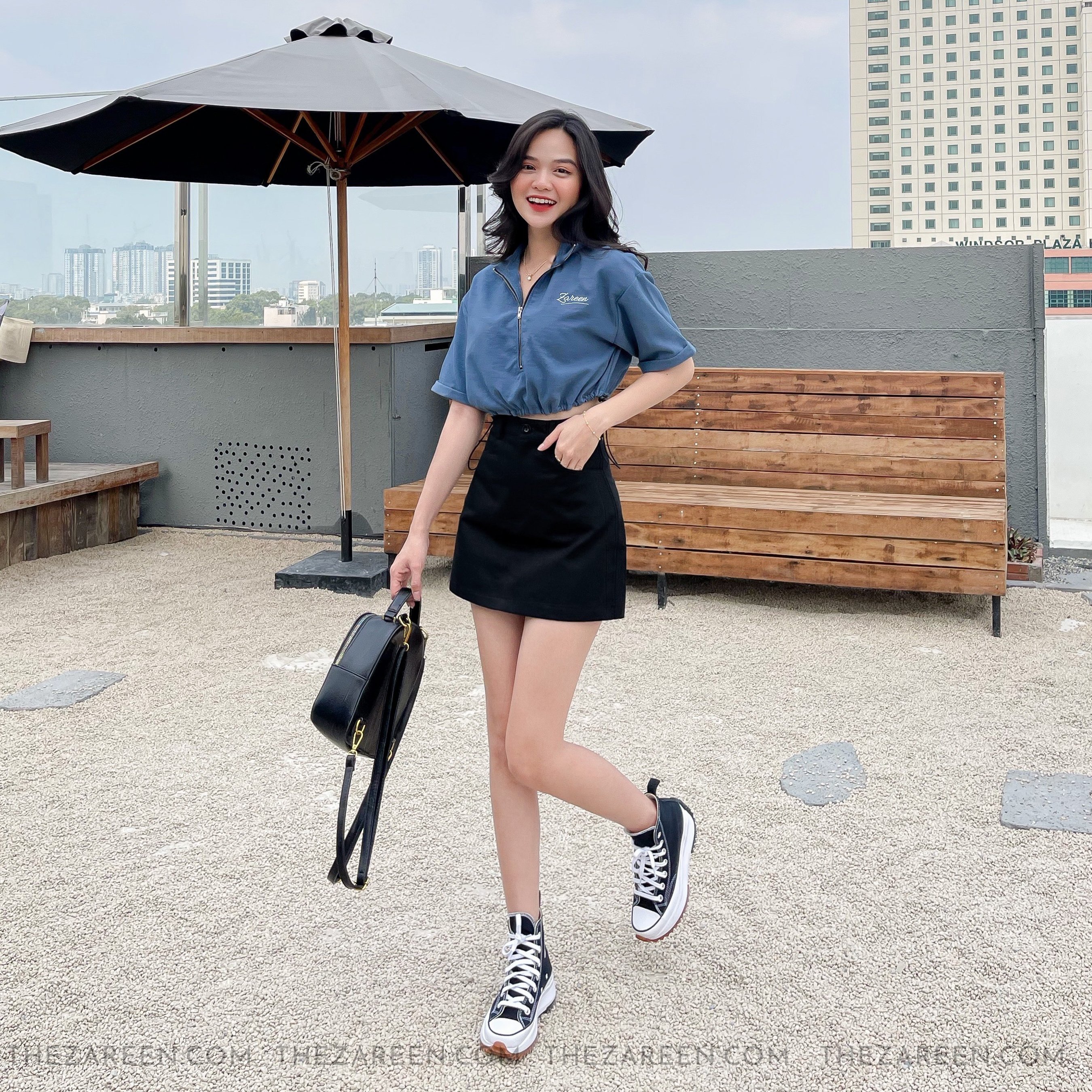 ZAREEN | CHÂN VÁY CHỮ A BASIC VAA29 ĐEN