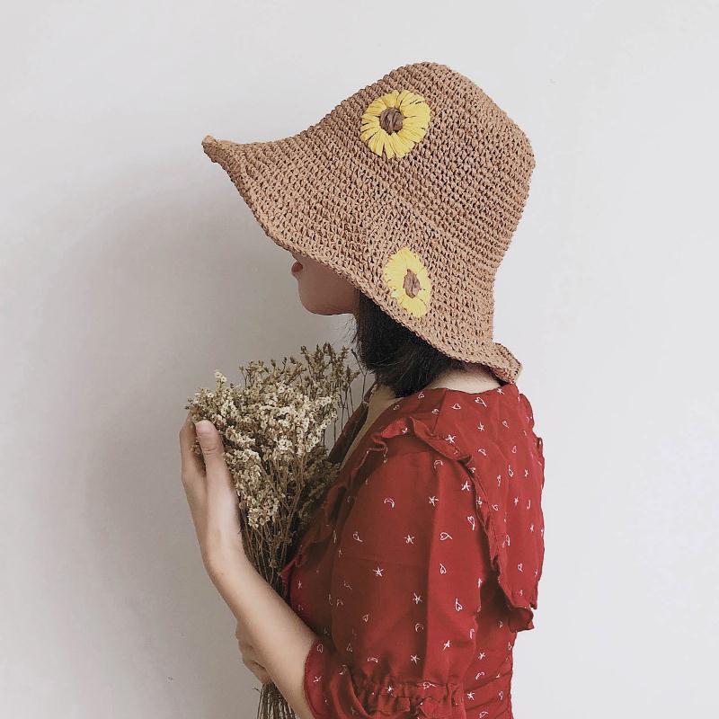 Mũ Bucket cói mềm thuê hoa cúc Daisy