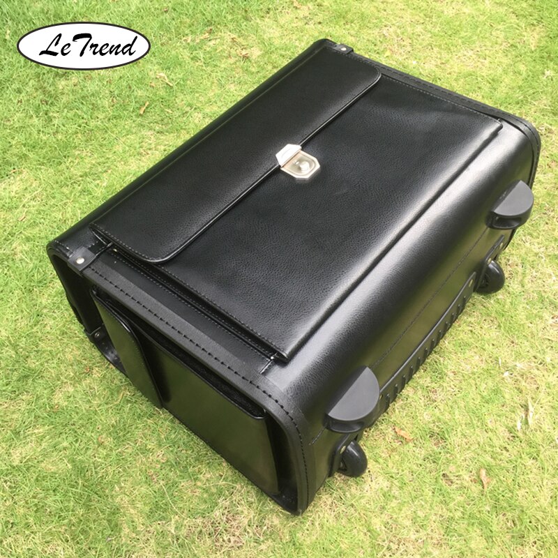 jjFCB LeTrend Genuine Leather Rolling Luggage Spinner Lawyer pilot