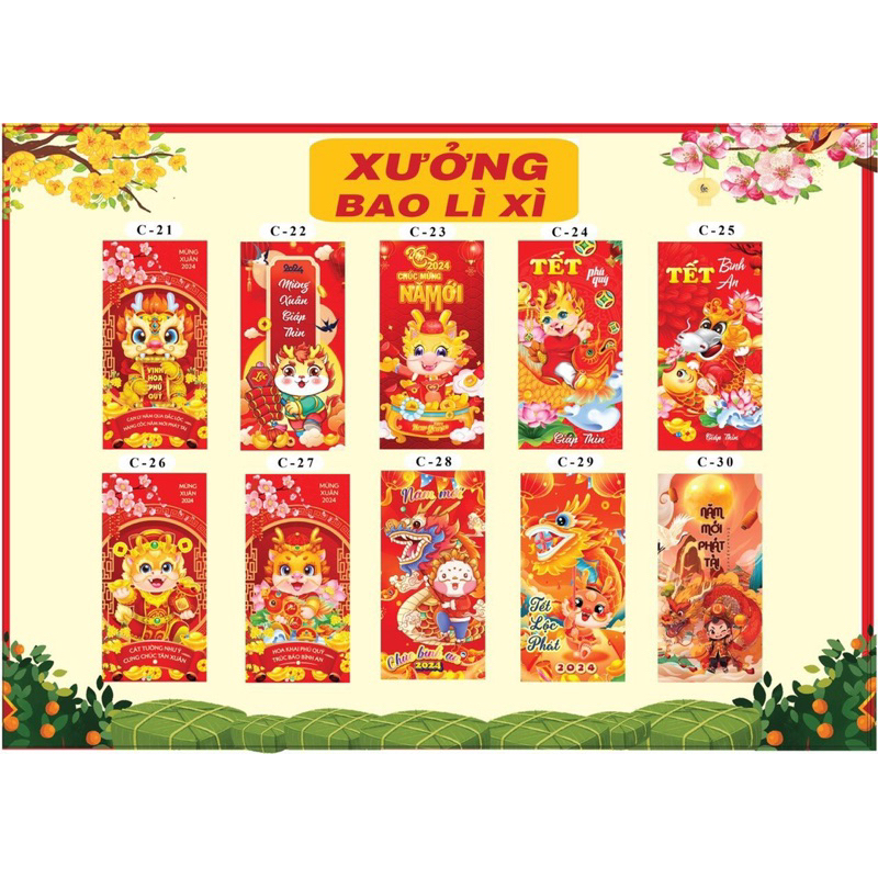 [Giá hủy diệt] Combo 2000 lì xì 2024, bao lì xì tết