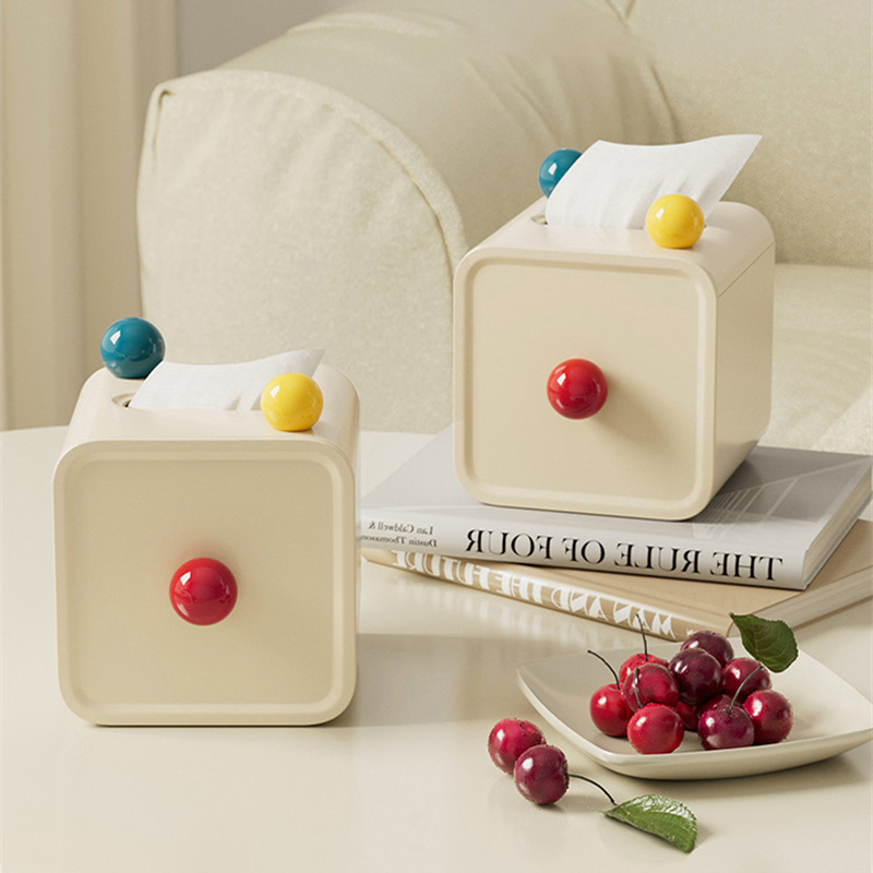 tissue box Advanced color pattern Square tissue box with lid Desktop paper tray Tissue box sanitary paper box Desktop tissue box Desk drawer storage box desk storage box