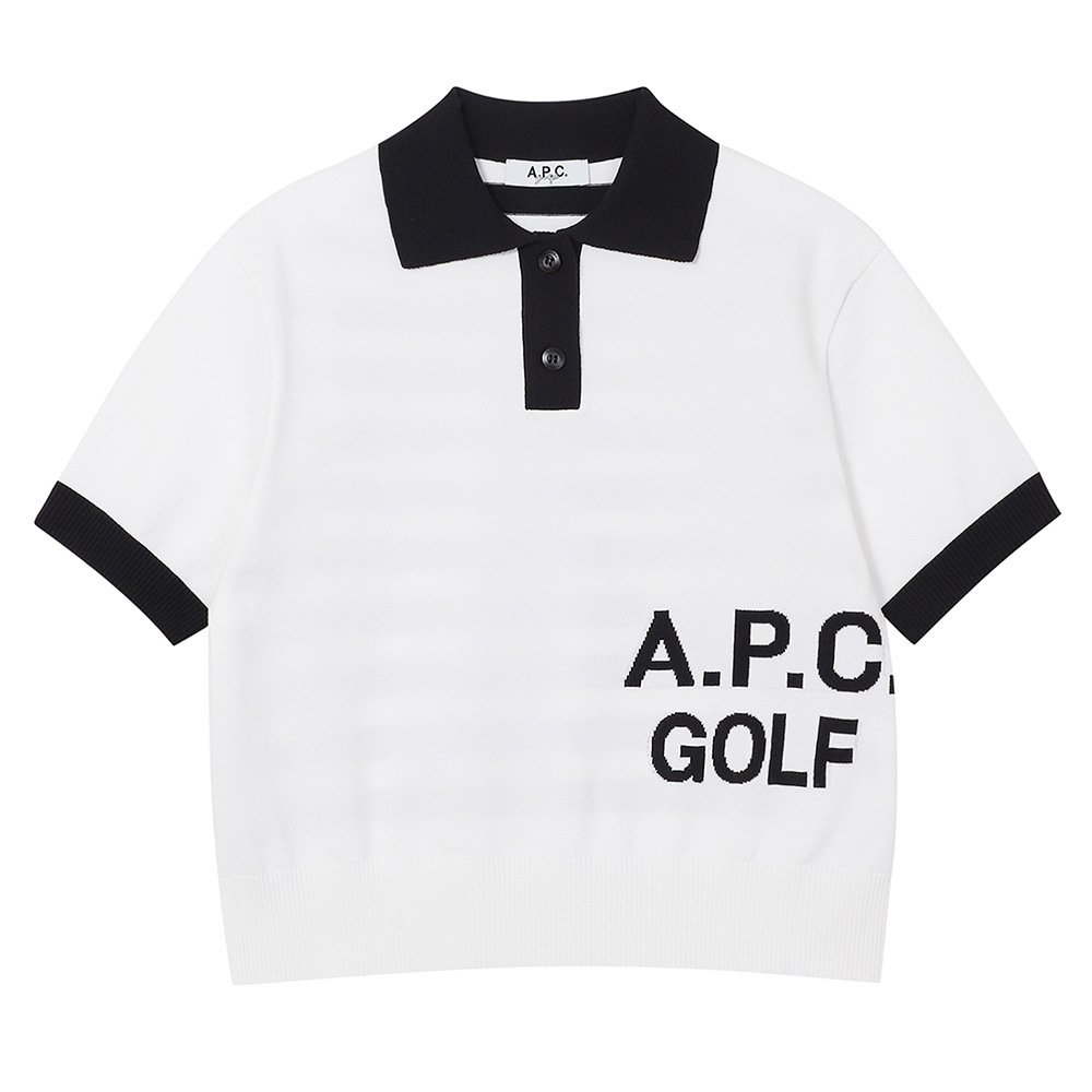 APC mới quần áo golf nữ ngắn tay áo thun mùa thu đông ấm áp áo len dệt kim lưng sọc tay ngắn