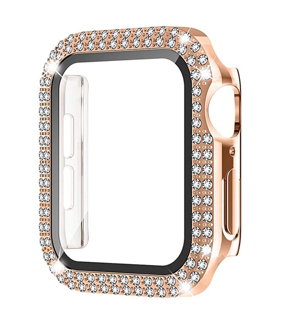 Diamond Case For Apple watch 45mm 41mm 40mm 42mm 38mm Accessories Bling Bumper Protector Cover iWatch series 3 4 5 6 7 8 se