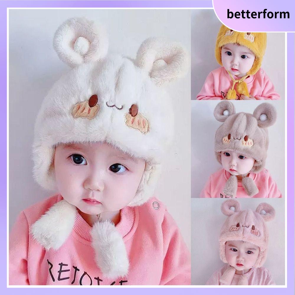 Plush Bear Baby Beanie Cap Ear Protection Autumn Winter Kids Snowcap Cute Warm Baby Hat Boys Girls. 