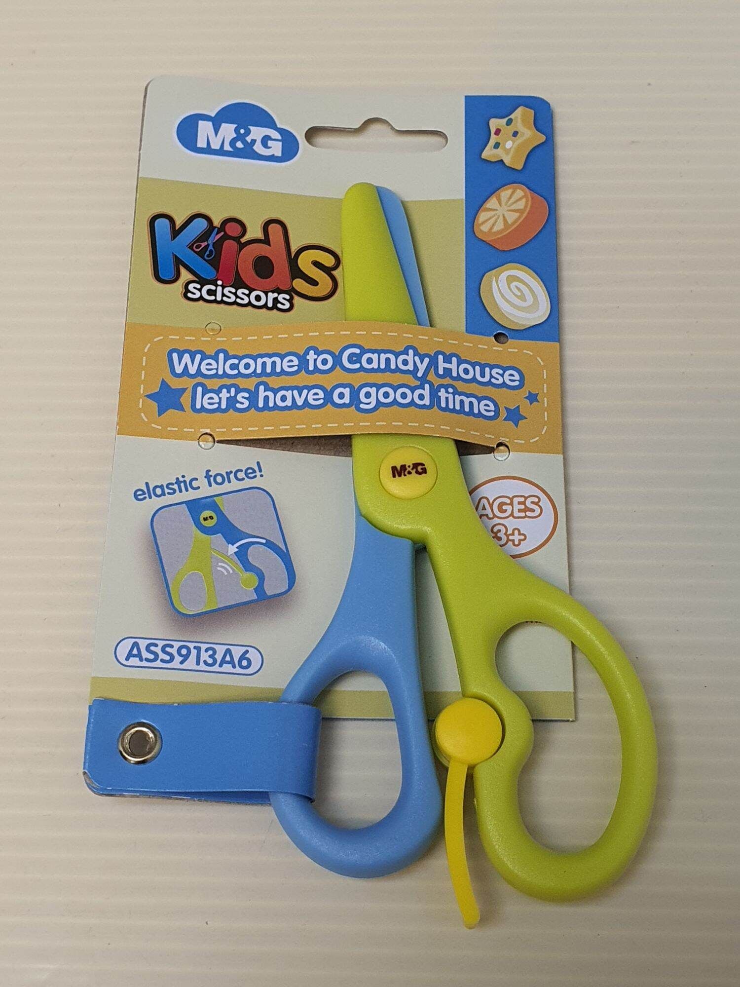 M&G Kids Scissors 135mm with Elastic Force AGE 3+ ASS913A6 Safety Plastic  Scissors Creative Elastic Kindergarten Children Manual Paper-cutting DIY  Paper-cutting Scissors