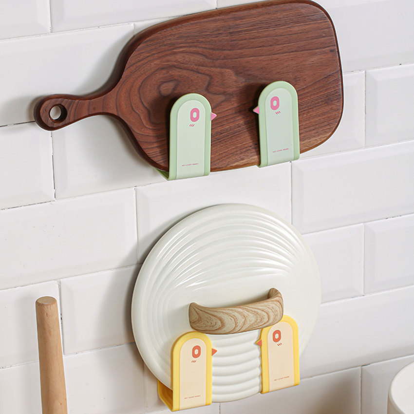 ⚡️2pcs⚡️Bird Shape Pot Lid Holder Wall-Mounted Hanging Holder for Pan Pot Cover Rack Plastic Kitchen Organizer Kitchen Storage Rack