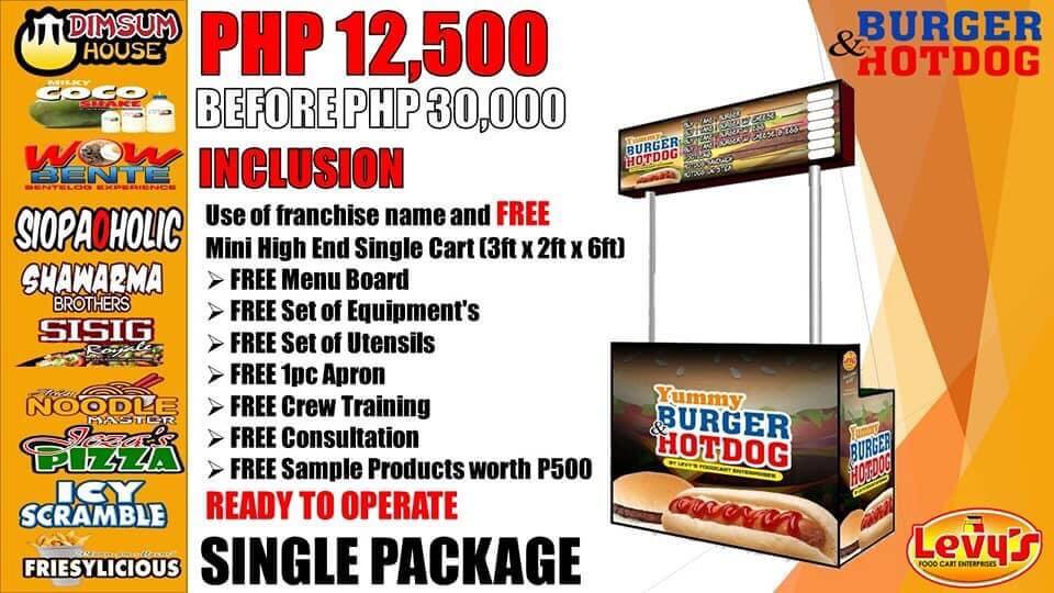 Burger And Hotdog Food Cart Franchise Business Philippines 12,500 Foodcart  Business Perfect For Franchising Patok Na Negosyo Easy To Franchise Ready  To Operate Collapsible Food Cart Buy 1 Take 1 Burger Franchise