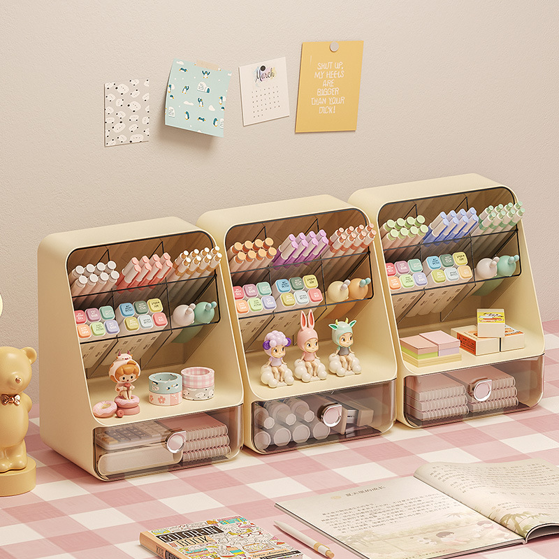 Desktop diagonal storage box, storage shelf, drawer type organization, cosmetics storage box, stationery storage, pen holder holder