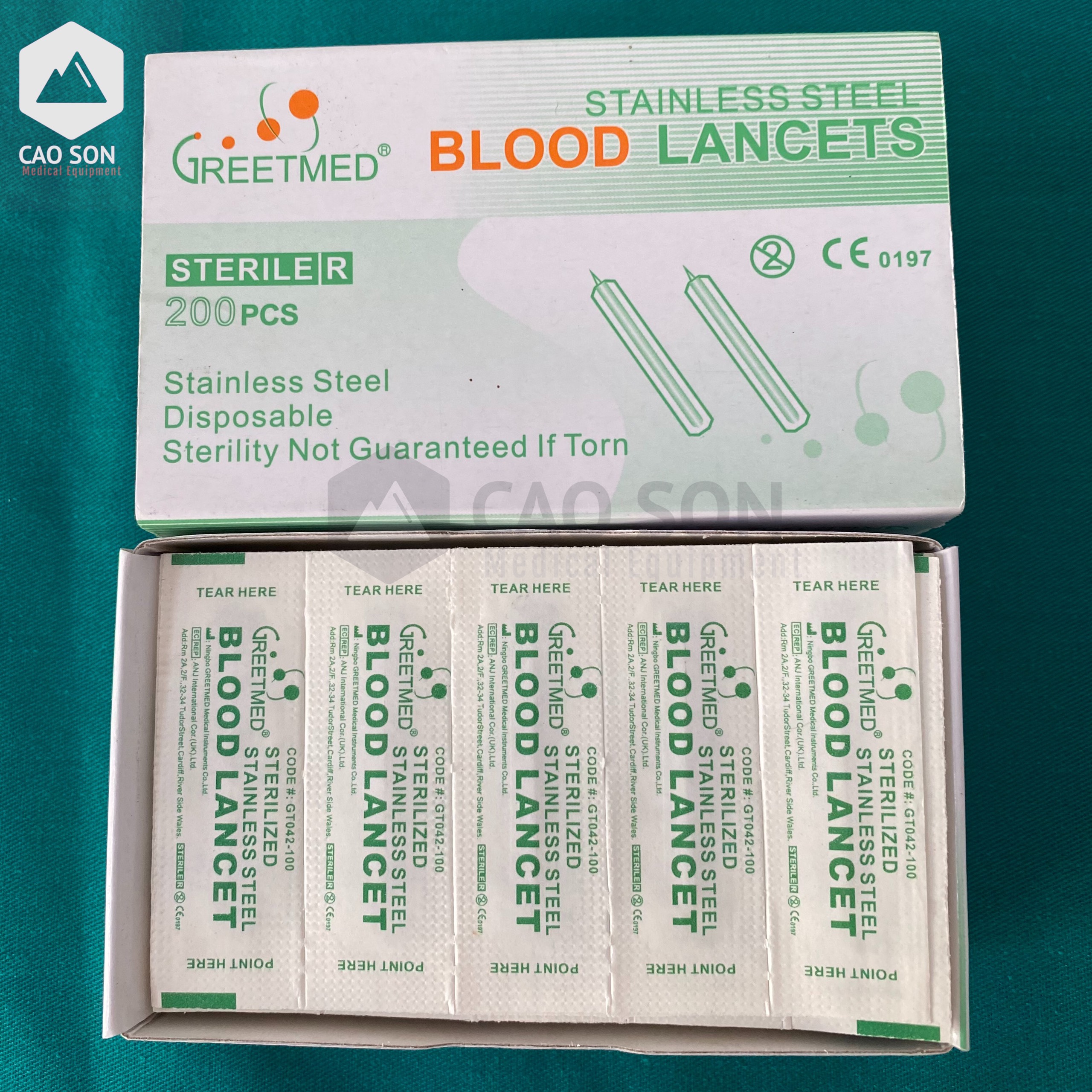 Hộp kim lấy mụn Greetmed (Lancet) ( Hộp 200 cây đã tiệt trùng )