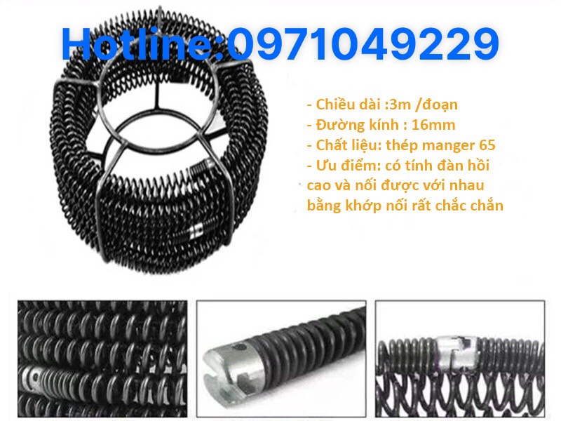 Dây thông tắc cống dùng máy khoan dài 6m