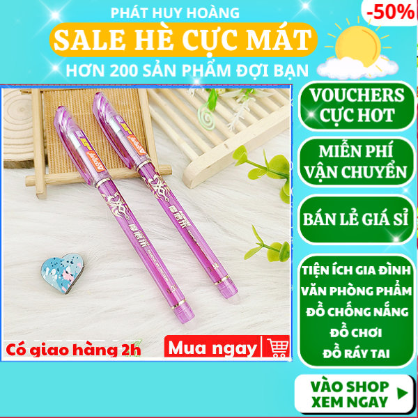 Combo 2 cây bút mực tím xóa được cực tiện lợi , bút mực xoá được , bút mực học sinh , bút mực tím , bút bi , đồ dùng học tập, Phát Huy Hoàng