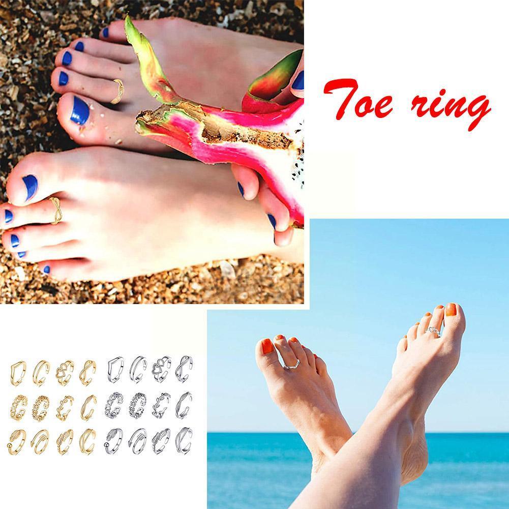 Foot Rngs 12pcs Adjustable Toe Rings For Women Girls Simple Beach Open Toe Set ...