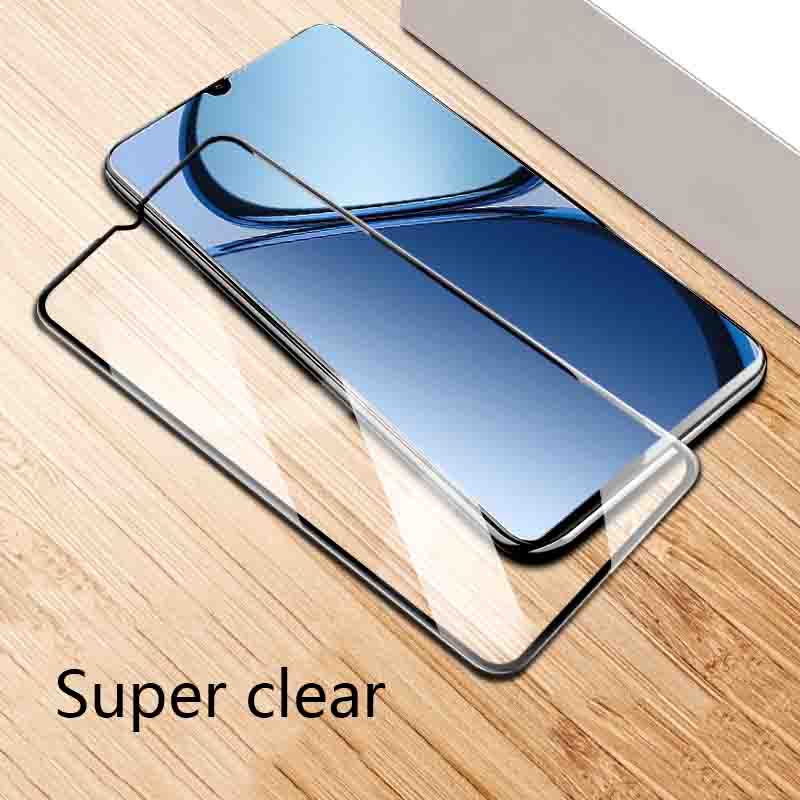 (2PCS)Biruiqu For Realme C63 9H 2.5D Full Cover Tempered Glass Screen Protector Film Black.