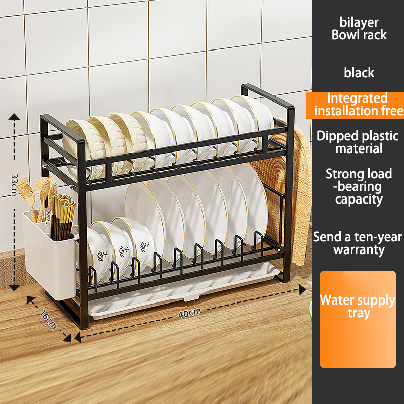 Multifunctional drain bowl rack kitchen storage rack table multi-layer storage rack plate rack save space