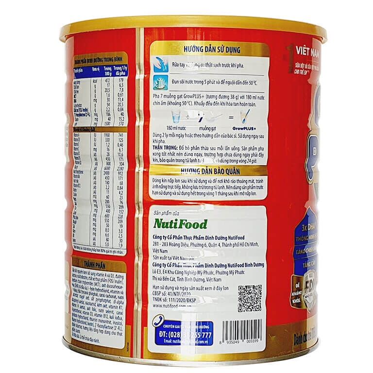 (date tháng 1/2026)Sữa Bột Nutifood Grow Plus+ Đỏ - Hộp 1,5kg