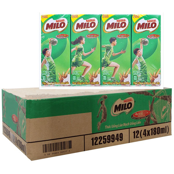 Thùng 48 hộp sữa nước Nestle Milo 180ml hộp Thùng sữa MiLo 4 hộp x 180ml
