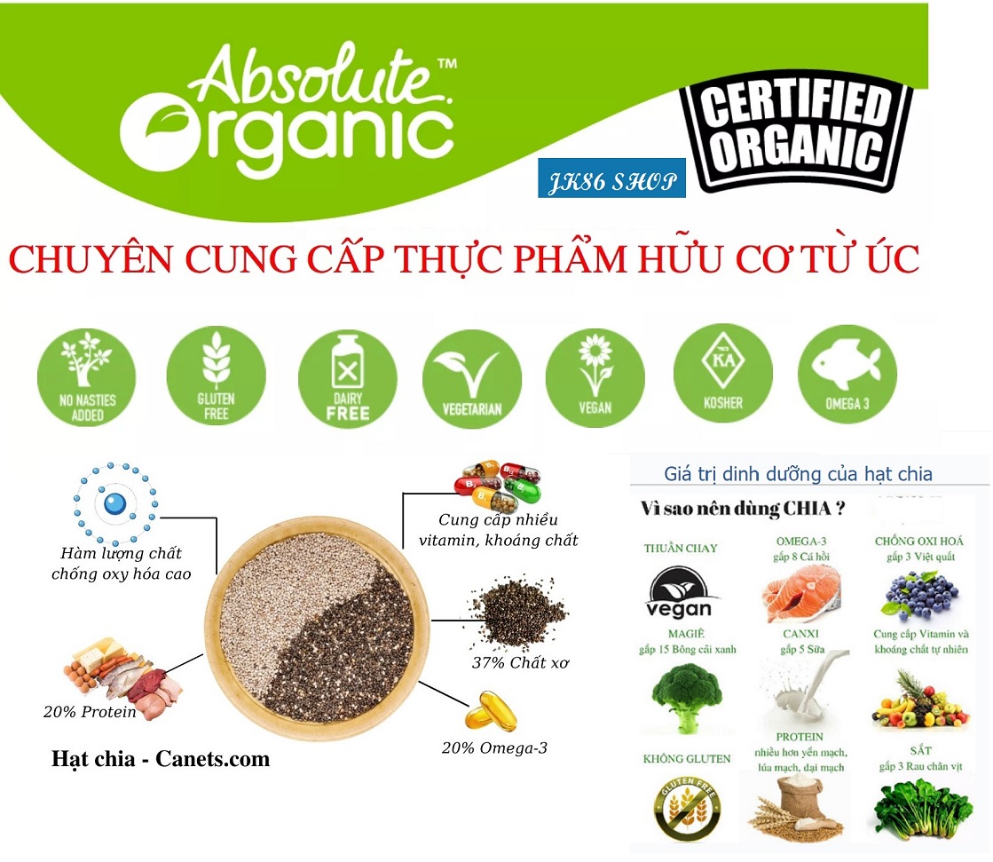 Hạt Chia Úc Organic Chia Seeds 1kg