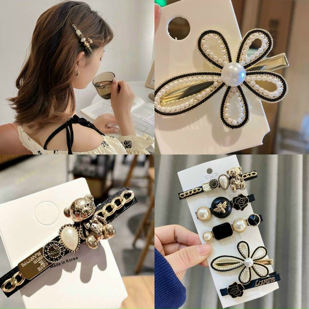 Bộ 5 mảnh Set Kẹp Tóc Đính Đá Phong Cách Hàn Quốc Cho Nữ