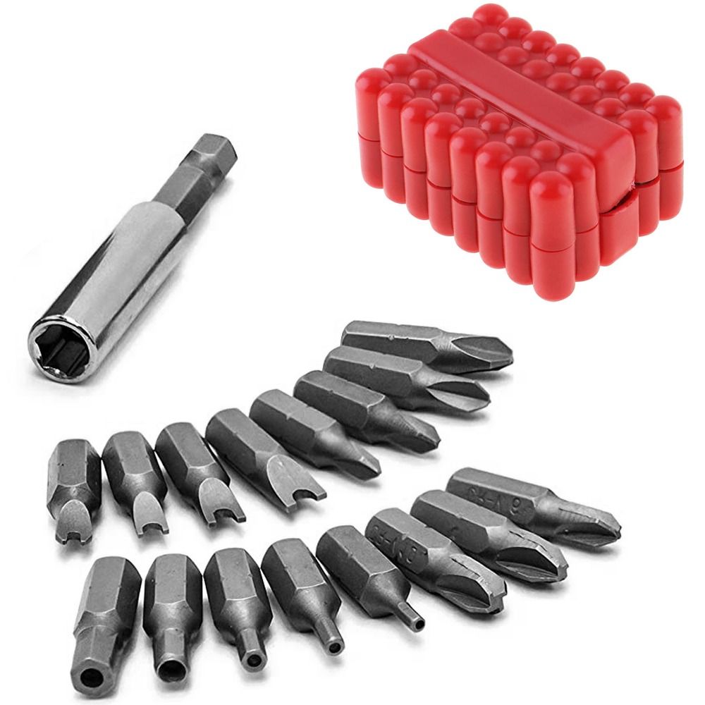 AGANESS 33Pcs Cross-Head Tamper Proof Woodworking Tools Extension Rod Security Screwdriver Bit Head Set Screwdriver Bits Set Spanner Bit Holder