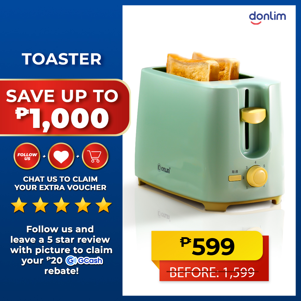 Donlim 2 Slices Popup 7 Speed Adjustment Stainless Steal Bread Toaster