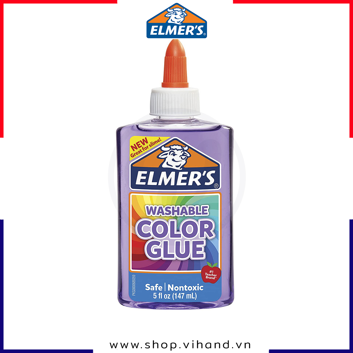 [HCM]Keo dán trong suốt Elmer’s Washable Color Glue 147ml – Tím