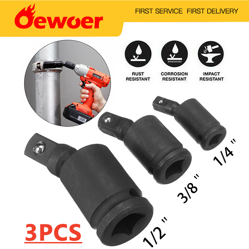 Oewoer Impact Universal Joint Socket Swivel Set, 3 Piece, CrMo, 1/4, 3/8, 1/2 Drive, Black Lazada