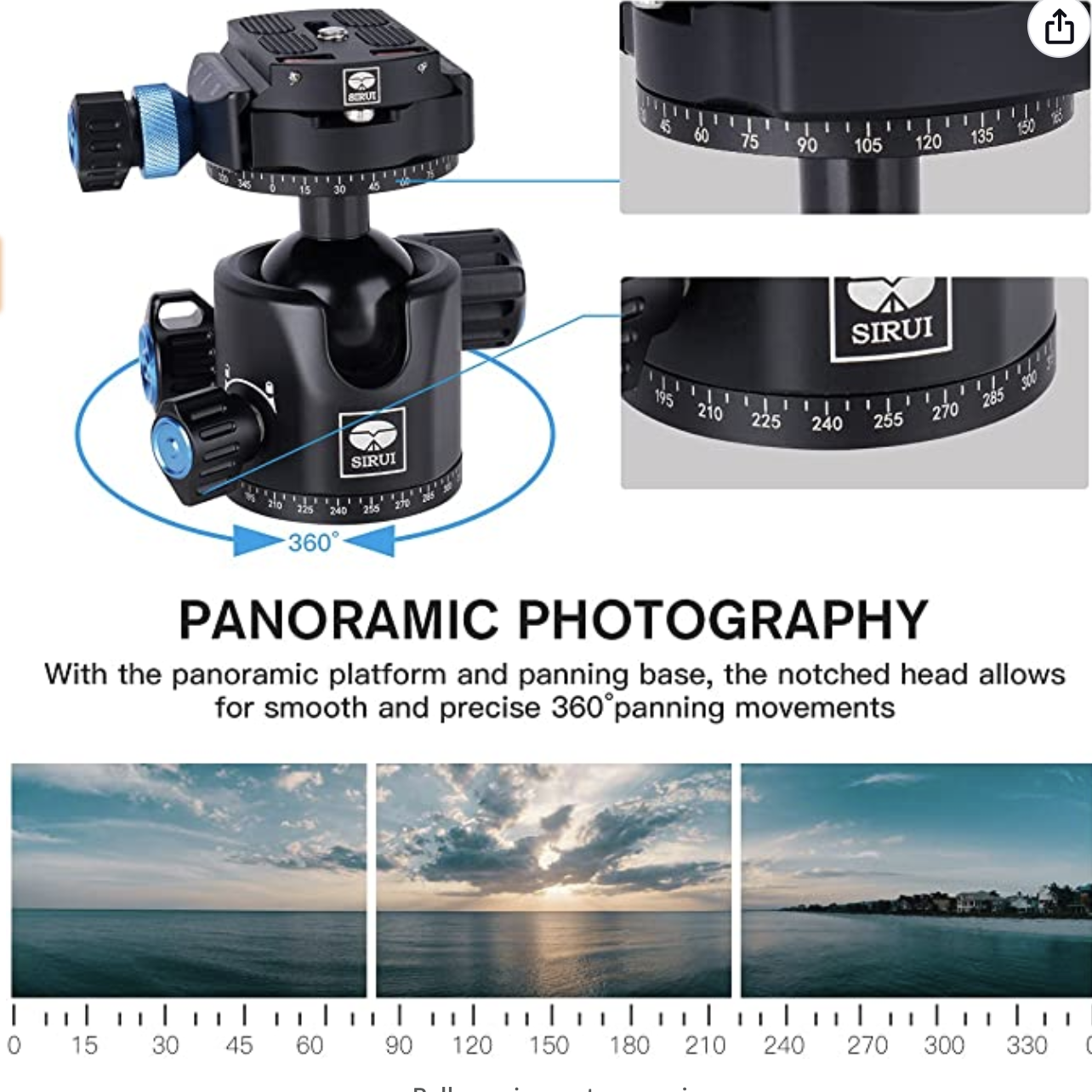 Tête De Balle Professionnelle SIRUI ST-10X – Charge 20 Kg, Compatible Arca-Swiss, Panoramique 360° – Pour Trépied, Appareils Photo