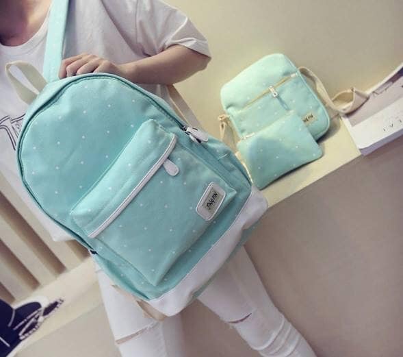 Bộ 3 Ba Lô Túi Xách Chấm Bi 3B2