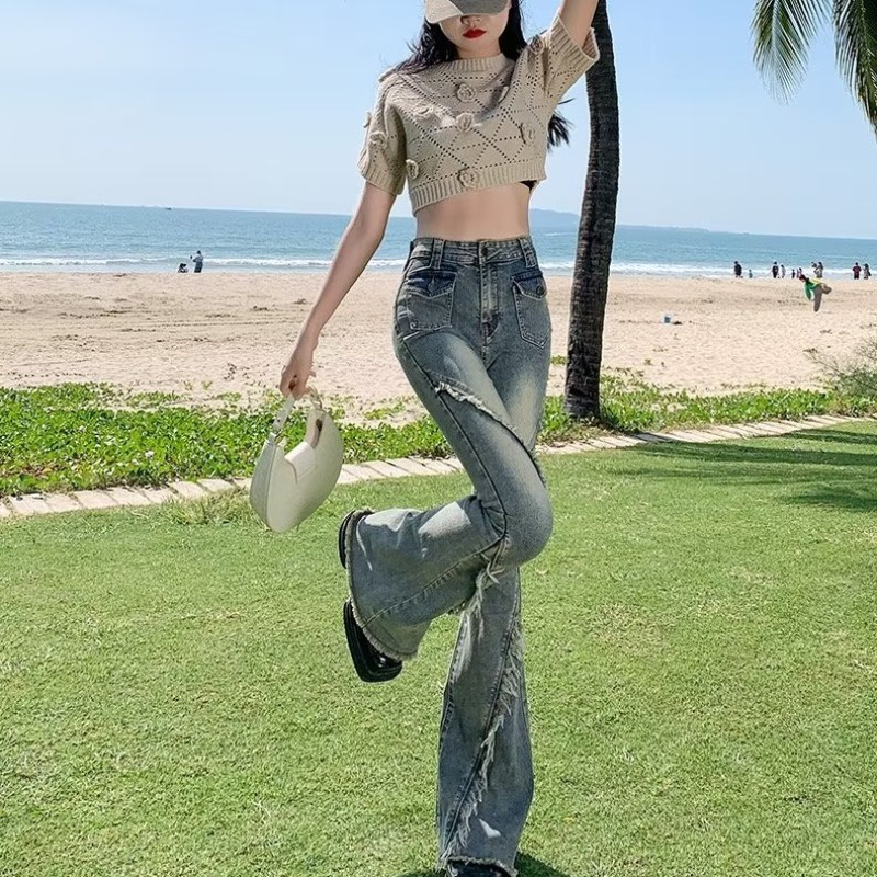 Quần jean ống loe.quần bò cạp cao ống loe co dãn nhẹ mặc tôn dáng.nhiều màu