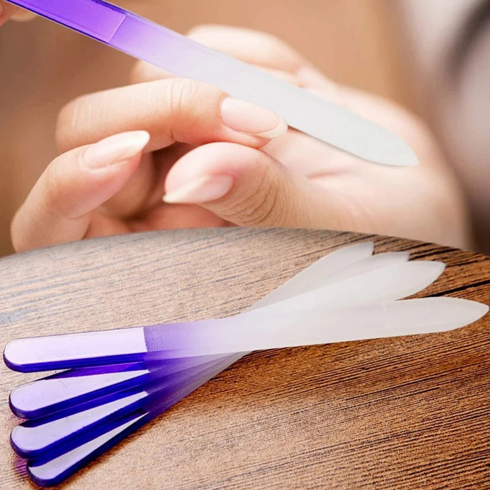 Professional Crystal Glass Nail Files Durable Gradient Double Sided Nail Art Buffer Files With Cases Salon Beauty Tools