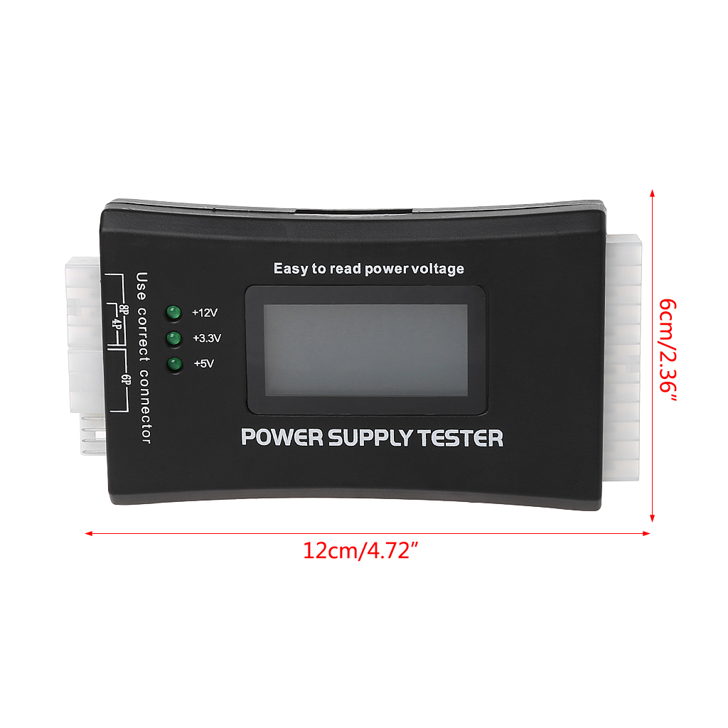 Thiết bị kiểm tra nguồn điện Màn hình LCD nguồn điện cho máy tính Bộ chẩn đoán PC-Cung cấp điện/ATX /BTX /ITX tuân thủ màu đen
