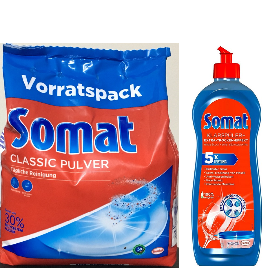 Combo Bột rửa bát Somat và nước làm bóng 750ml