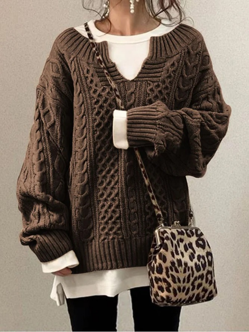 2023 mới rắn màu áo len đan áo thun phụ nữ mỏng xoắn áo len giản dị áo len jumper