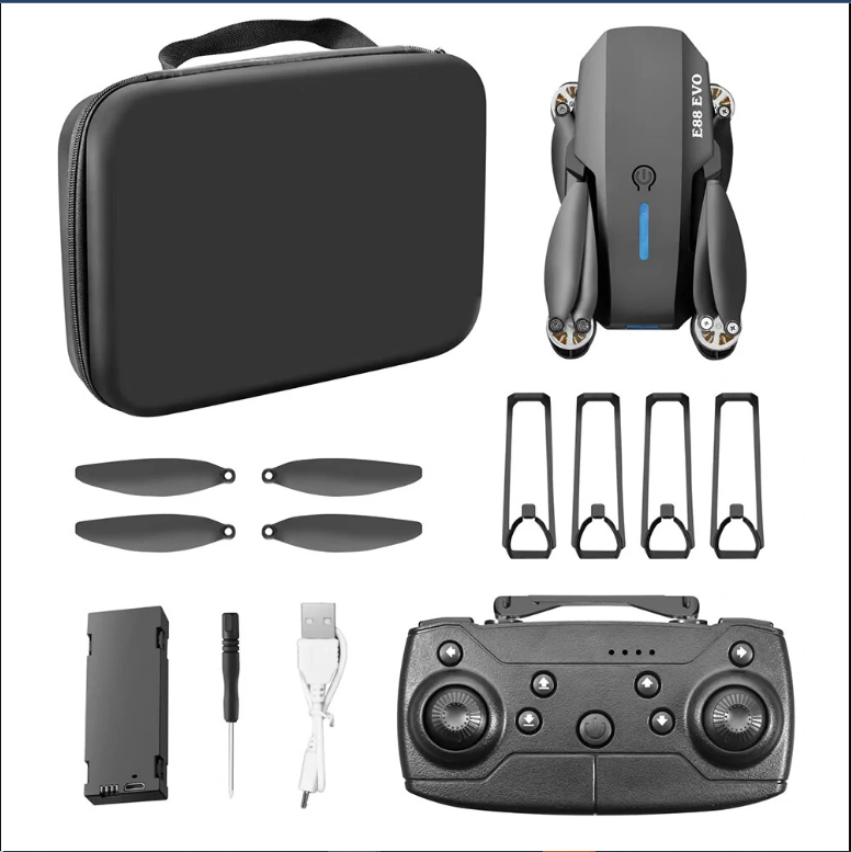 FLH- Mini 2 Drone, Duel Camera , Duel Battery Brashless Intelligent Following UAV Dron Headless Mode Optical Flow Hover Professional FPV RC Drones E88.