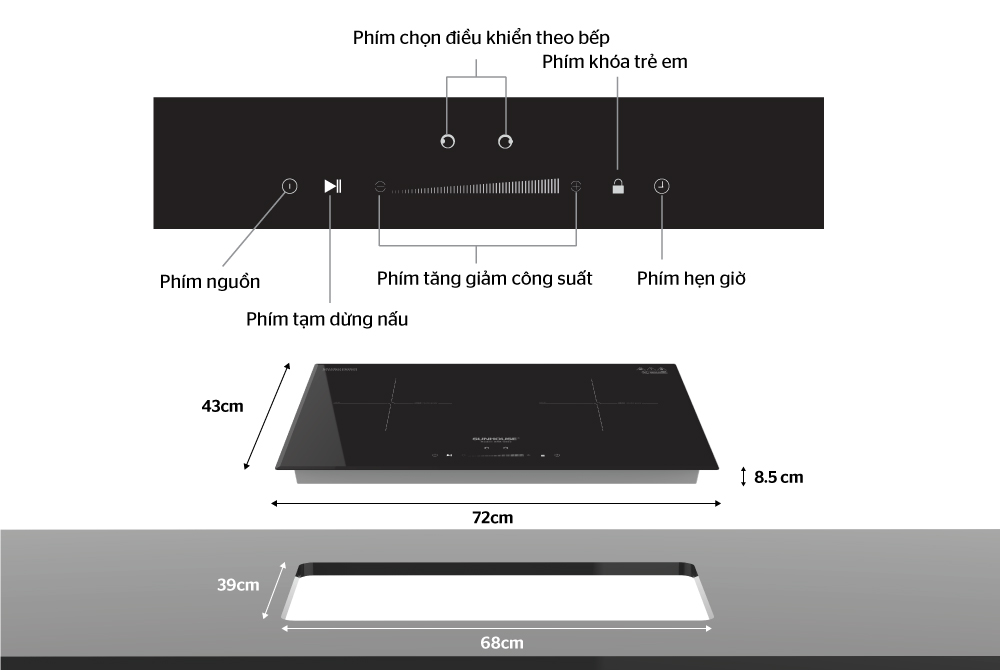 Bếp Từ Đôi Cao Cấp SUNHOUSE DI02