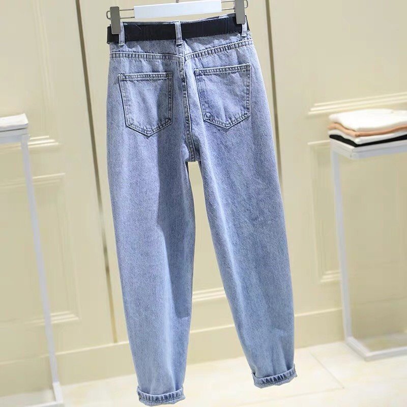 QUẦN BAGGY JEAN NỮ LƯNG THUN THỜI TRANG