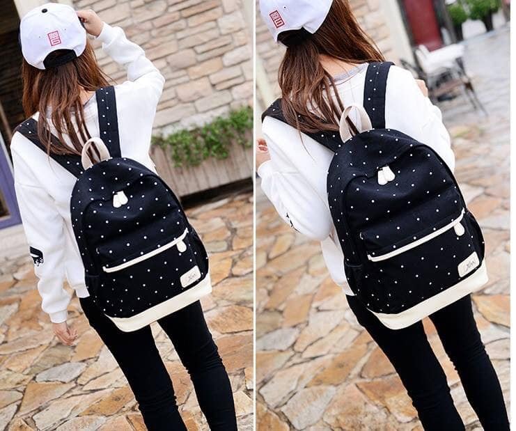 Bộ 3 Ba Lô Túi Xách Chấm Bi 3B2