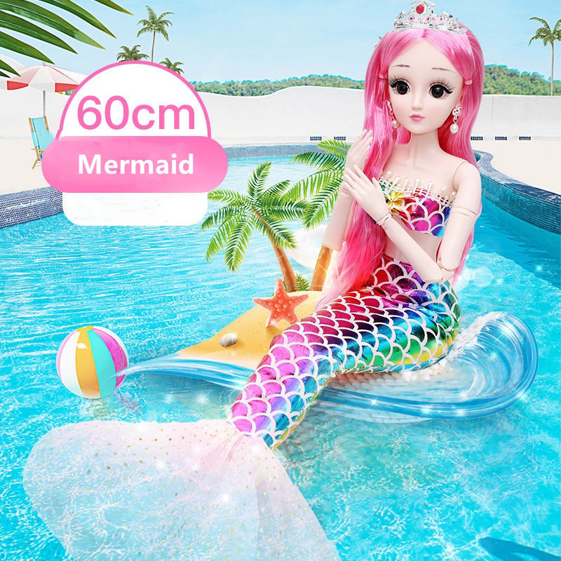 利Búp bê Barbie nàng tiên cá 60cm