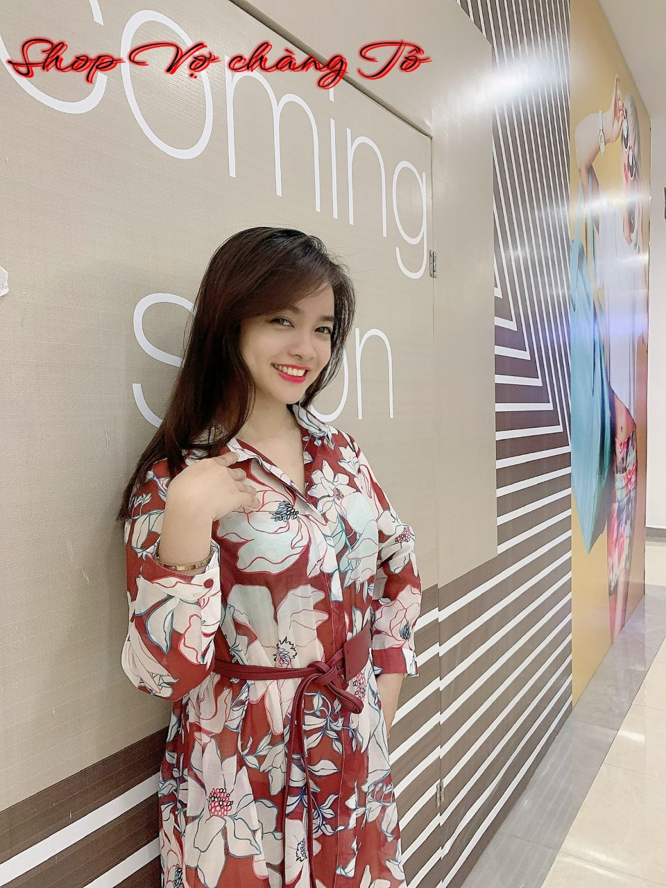 [Nhập RS0722 giảm 30k cho đơn 99k][Vero Moda] Đầm sơ mi cổ đức in hoa tay lửng thanh lịch