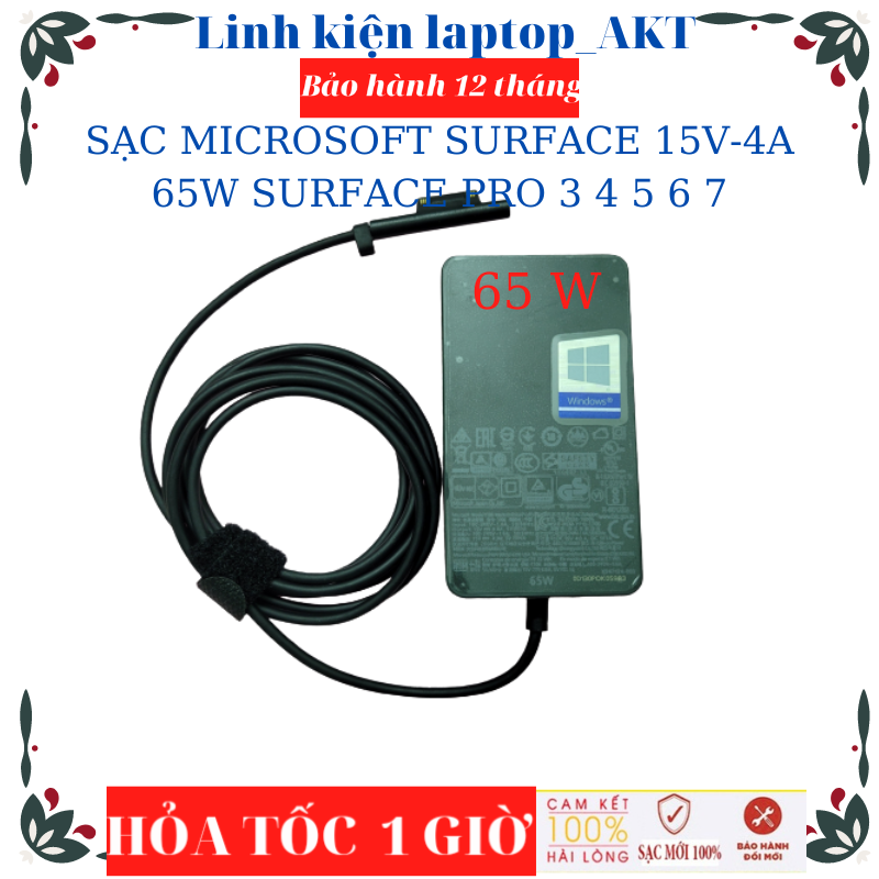SẠC MICROSOFT SURFACE 15V-4A-65W SURFACE PRO 3 4 5 6 7 MICROSOFT SURFACE 1706 Surface Book Surface Laptop