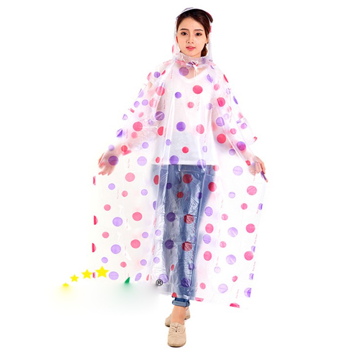 Áo mưa nhựa dẻo cánh dơi - Chấm Bi tròn