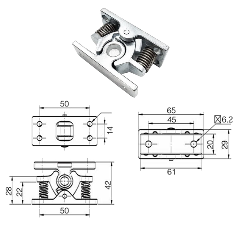 1Pcs Spring Loaded Door Easy Lock Stop Catch Release Clamp Double Roller Catch