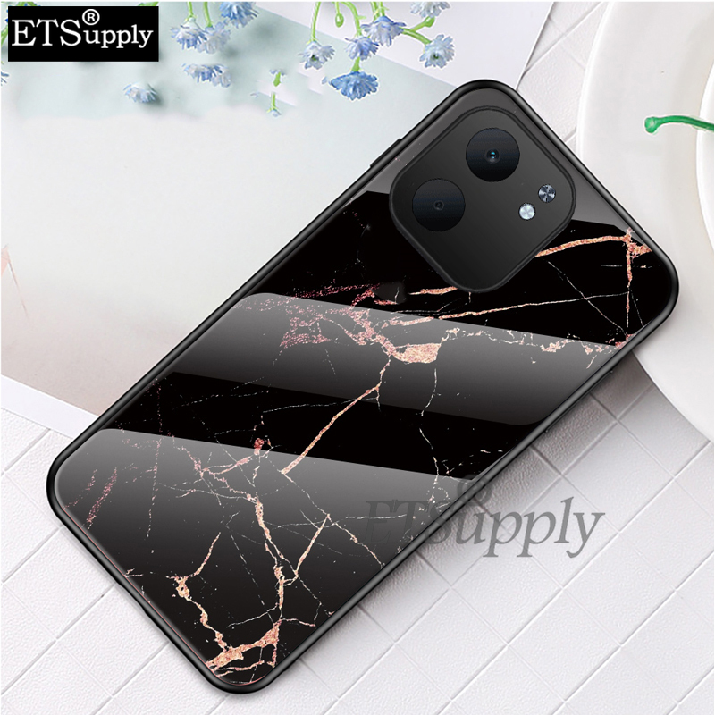 Phone case OPPO A5X Fashion Marble Tempered Glass Protector Soft Frame Silicon Back Cover OPPO A5X Case.