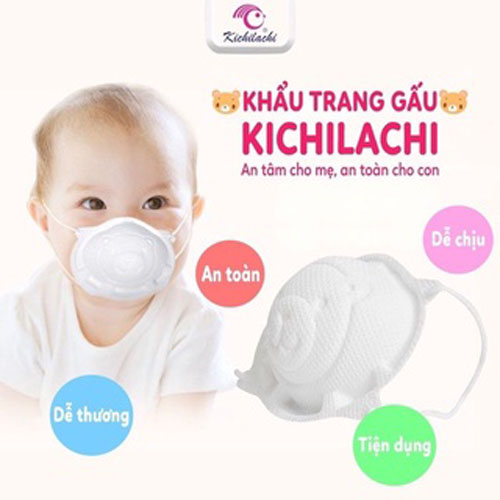 Combo 3 khẩu trang gấu cho bé thương hiệu Kichi