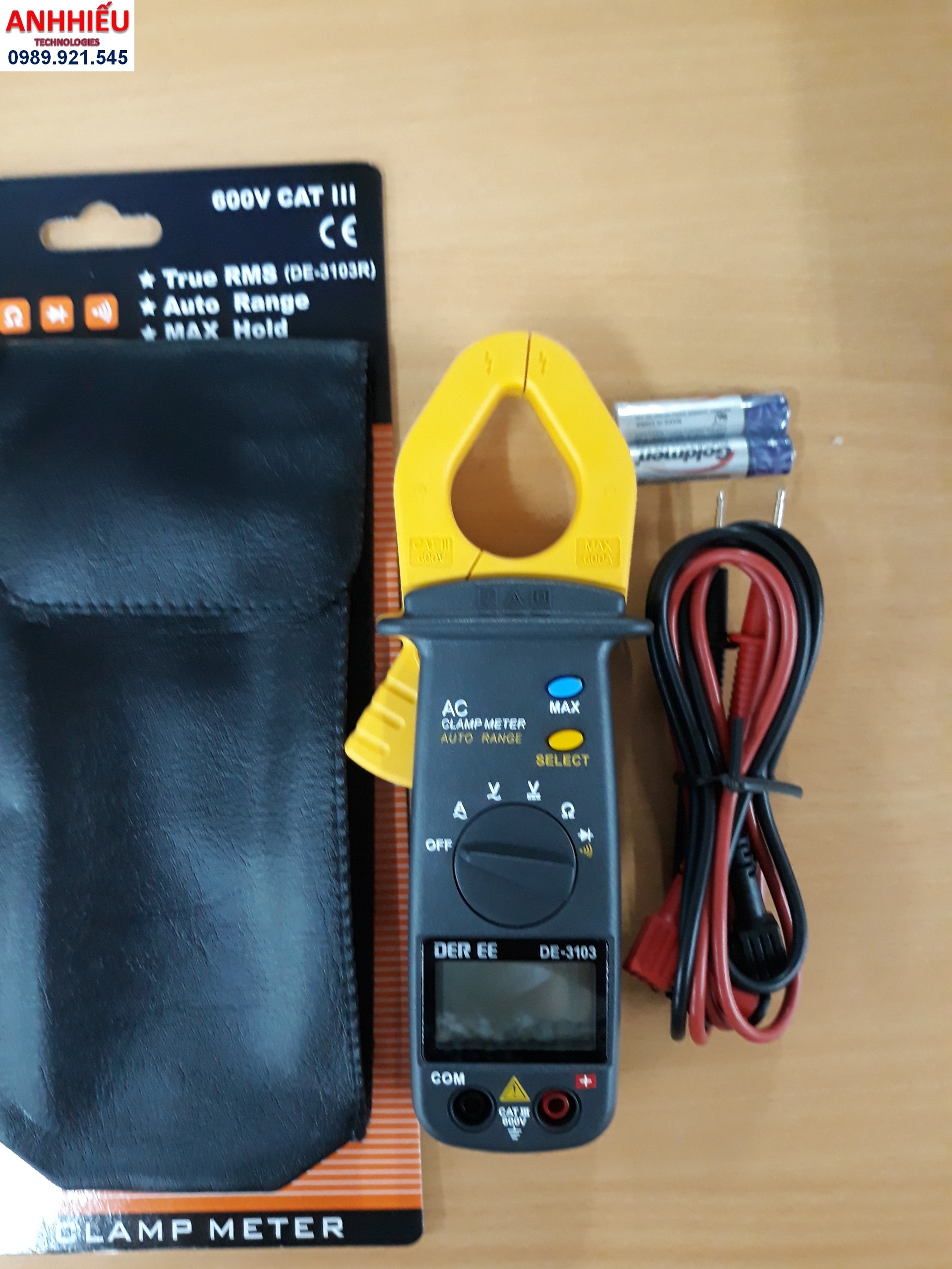 Deree de-3103 ampe kìm đo dòng ac 600a, điện áp, thông mạch, diot, báo pin yếu, chính xác deree de 3103